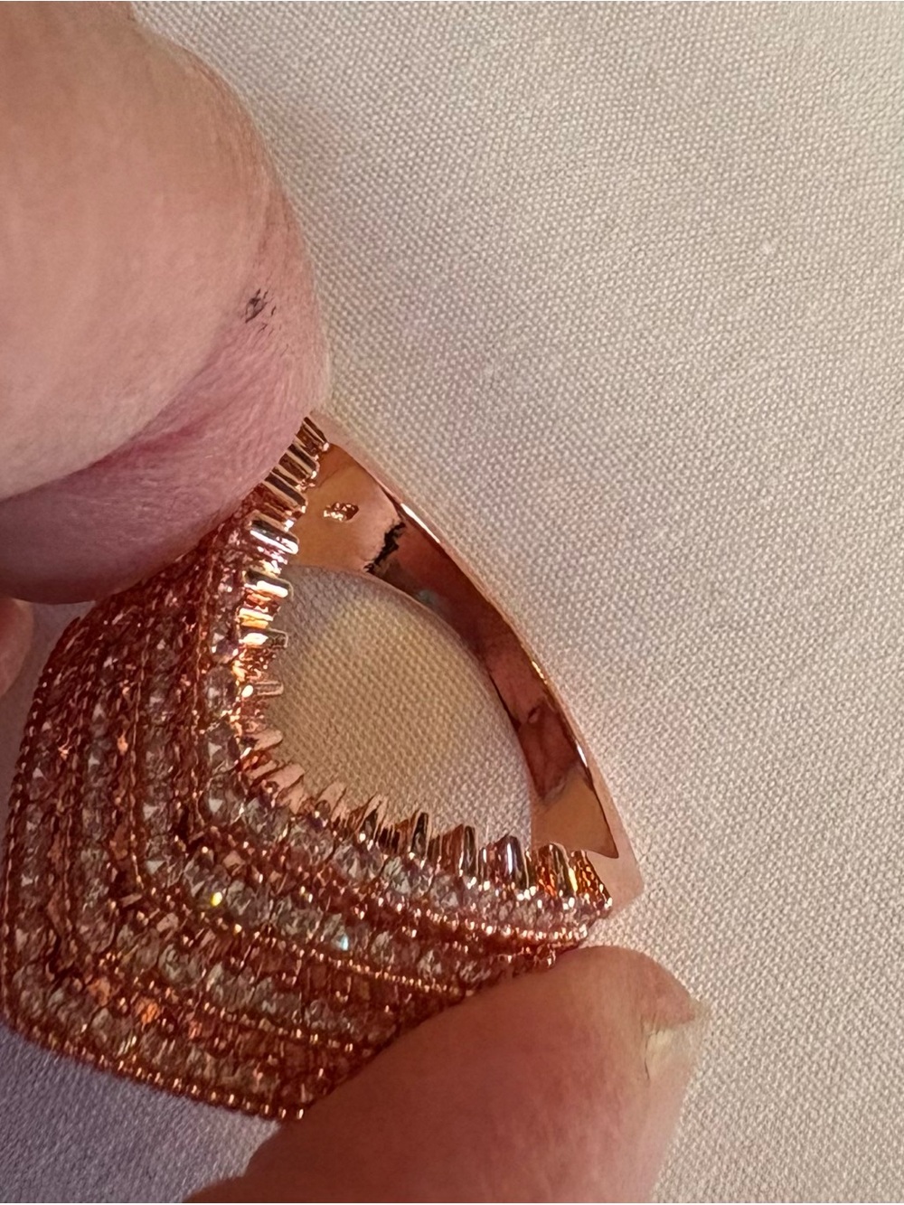 Source Unknown Rose Gold Multi-Row Pavé Cocktail Ring